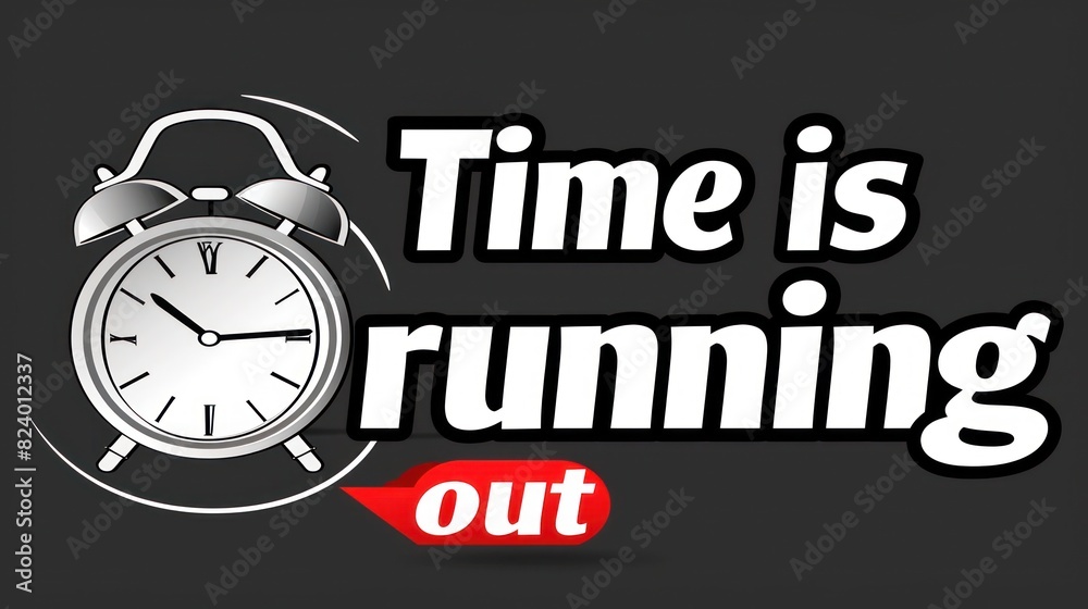 Time is Running Out. Clock on white background displaying the words Time Is Running Out Time is Running Out. Clock on white background displaying the words Time Is Running Out