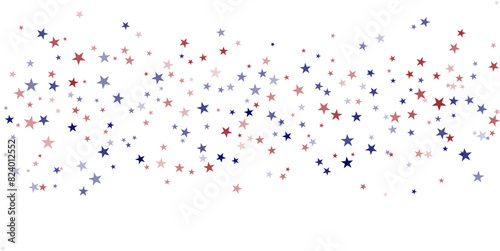 USA flag stars background  red and blue stars confetti horizontal border