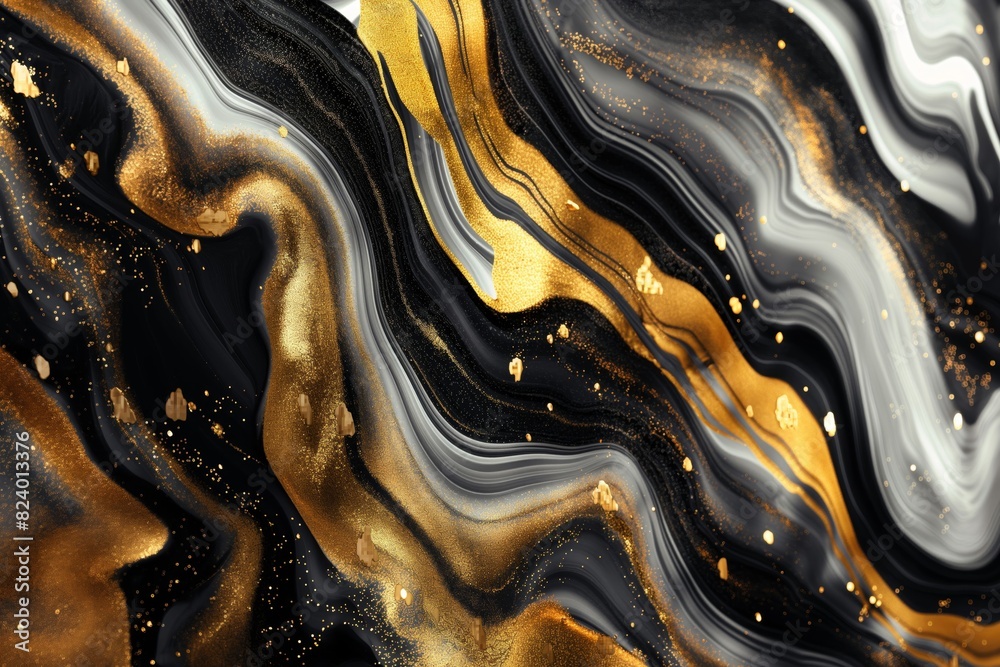 Obraz premium A gold and black swirl pattern with gold glitter