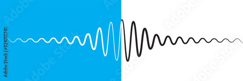 Sound wave icon for voice recognition in virtual assistant, speech signal. Abstract audio wave, voice command control