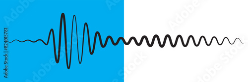 Sound wave icon for voice recognition in virtual assistant, speech signal. Abstract audio wave, voice command control