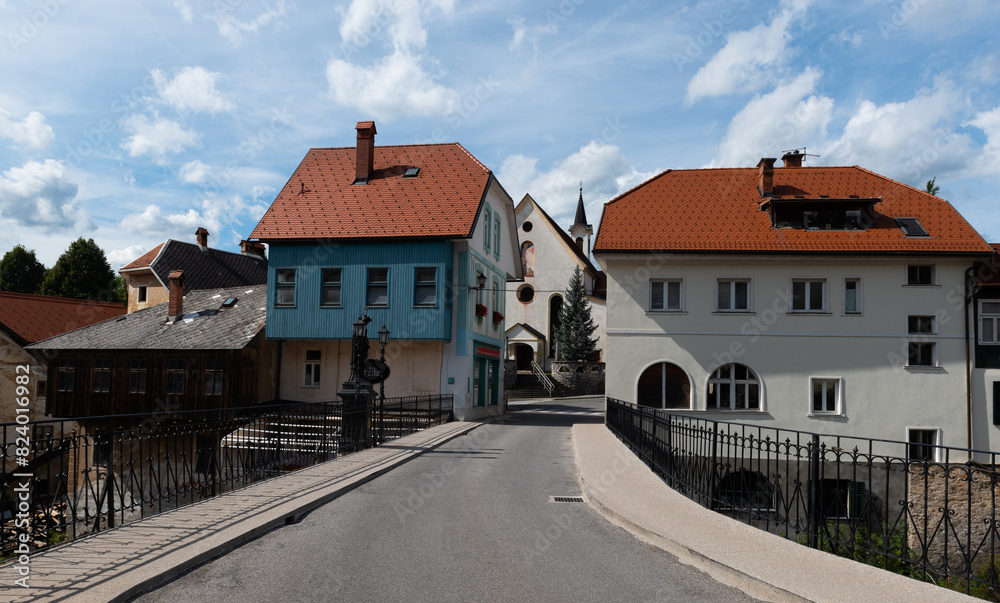 Obraz premium Beautiful city views of the picturesque medieval town of Škofja Loka close to Ljubljana, Slovenia