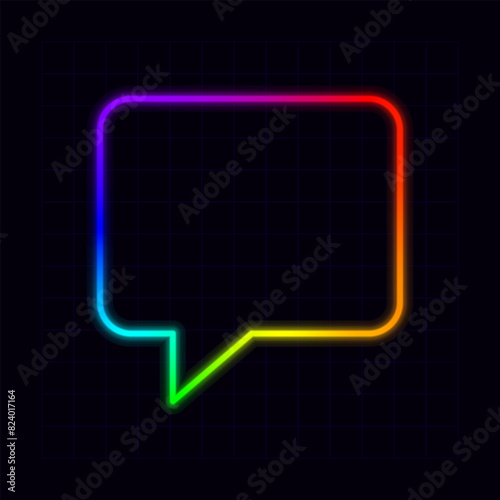 Chat icon, neon rainbow visuals, gradient mesh graphics with graphic styles for editing.