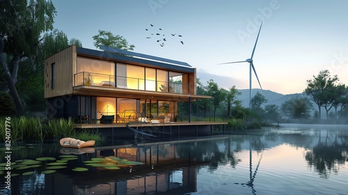 Modern house with pool in front