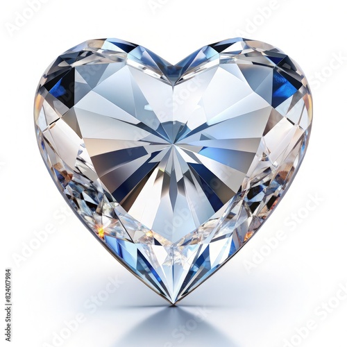 Heart Shaped Diamond on White Background. Generative AI
