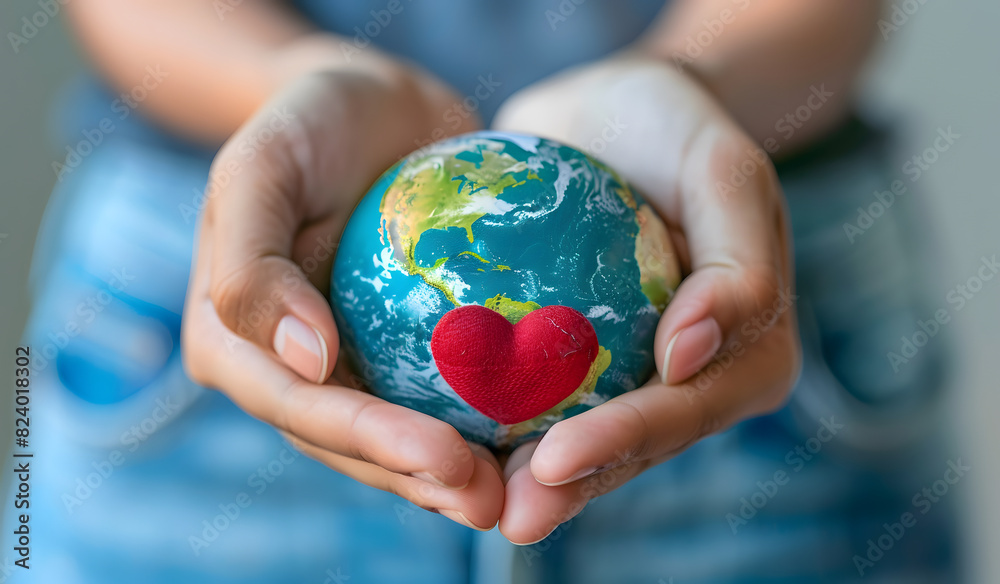 The globe, the heart in the hands The globe, the heart in the hands