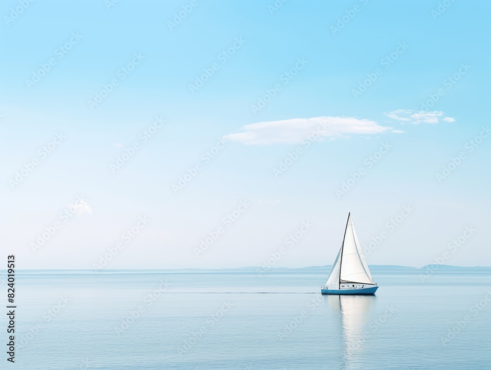 Fototapeta Sailboat on Calm Blue Sea
