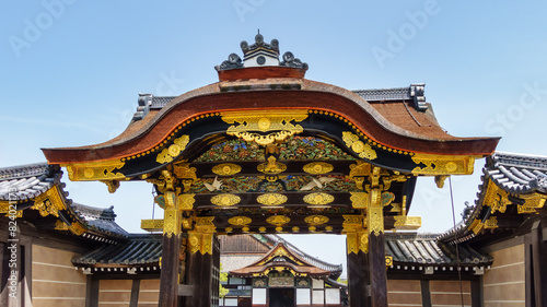 Picturesque buildings of great beauty on the grounds of Nijo Castle in Kyoto, Japan. photo
