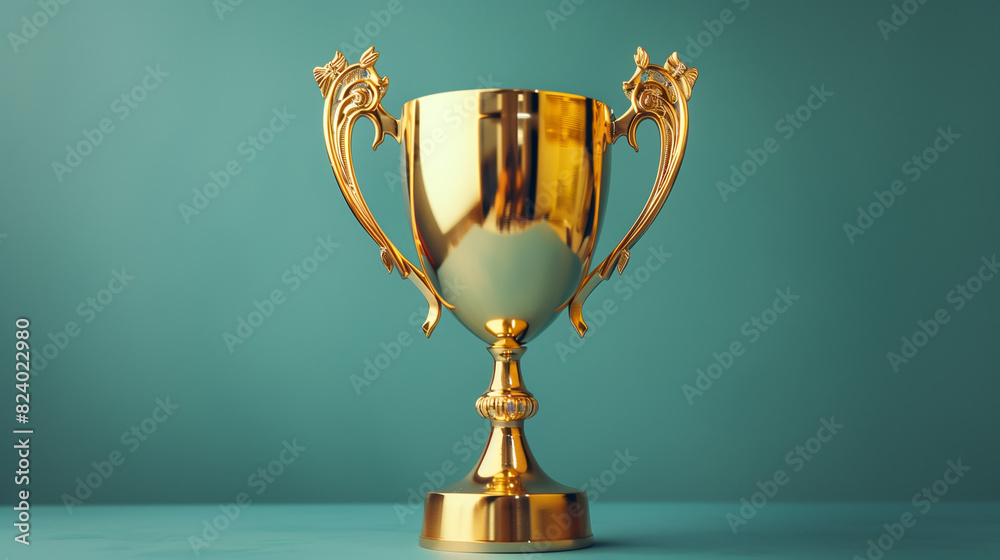 Shiny Gold Trophy on Blue Background Shiny Gold Trophy on Blue Background