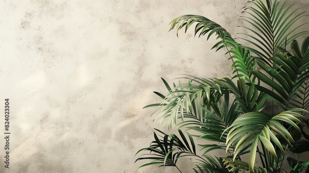 white wall background with leaves, blank background for text white wall background with leaves, blank background for text
