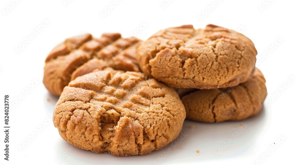 Peanut Cookies Sweet Bakery Biscuits on White Background Peanut Cookies Sweet Bakery Biscuits on White Background
