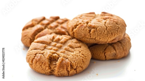 Peanut Cookies Sweet Bakery Biscuits on White Background