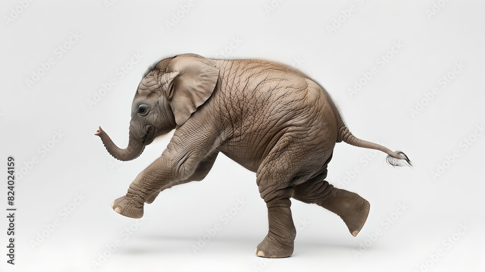 Obraz premium Adorable baby elephant walking. High-quality image for nature and animal lovers. Perfect for educational and entertainment use. AI