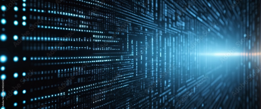 An abstract digital background with binary code and AI algorithms running in the background An abstract digital background with binary code and AI algorithms running in the background