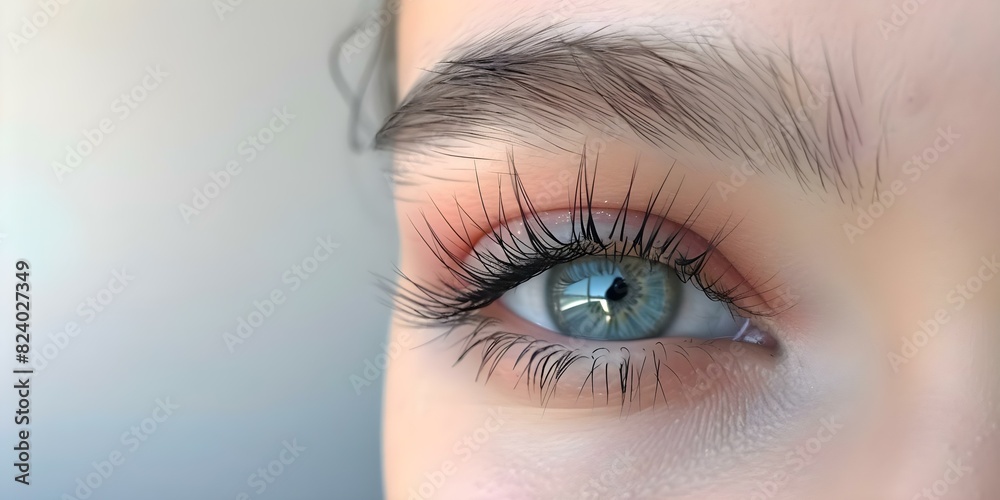 Obraz premium Detailed closeup of a womans eye with long eyelashes. Concept Macro Photography, Eye Details, Long Eyelashes, Detailed Closeup, Beauty Portrait