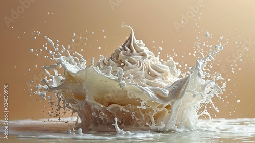  A close-up of milk on a cupcake floating in water