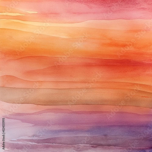 A watercolor background that captures the essence of a desert at twilight, with warm oranges, pinks, and purples blending into a tranquil, yet vibrant tapestry. © gsfkia