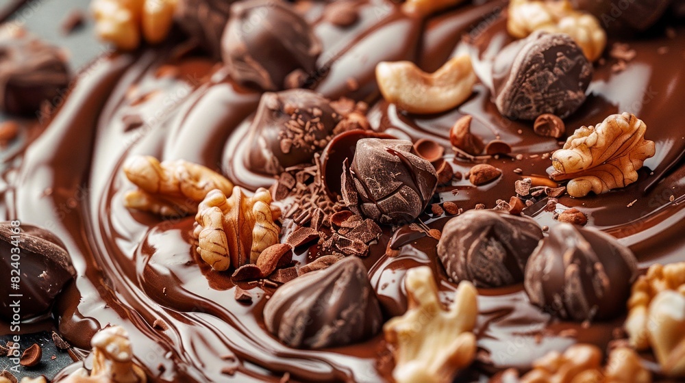 Luxurious Chocolate with Assorted Nuts. Generative ai Luxurious Chocolate with Assorted Nuts. Generative ai