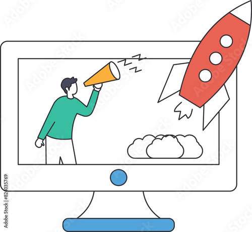 Promote Your Business and Boost your career development, job promoted to higher position or start new opportunity and motivation to succeed concept,
