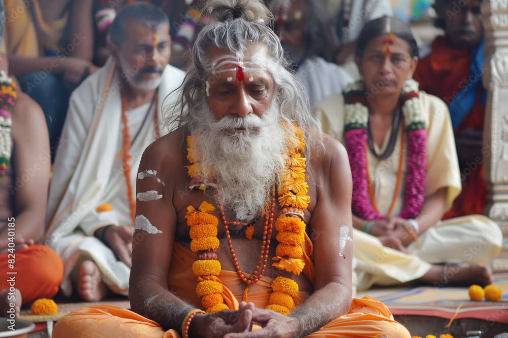 Portrait Photo of a Hindu Monk, Brahman, Generative AI