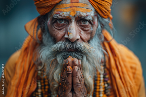 Portrait Photo of a Hindu Monk, Brahman, Generative AI