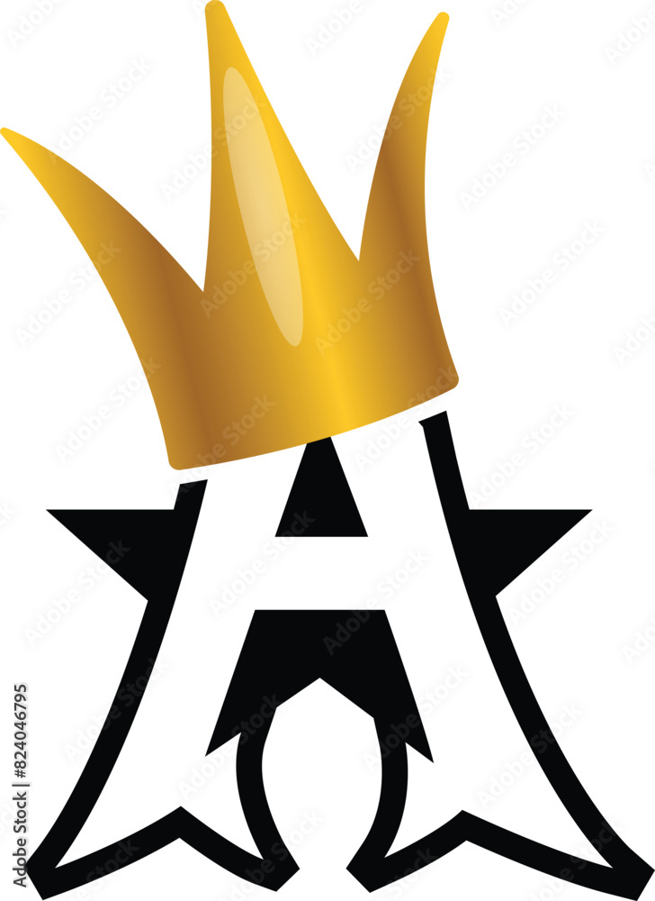 Letter A with luxury gold crown logo design vector Stock Vector | Adobe ...