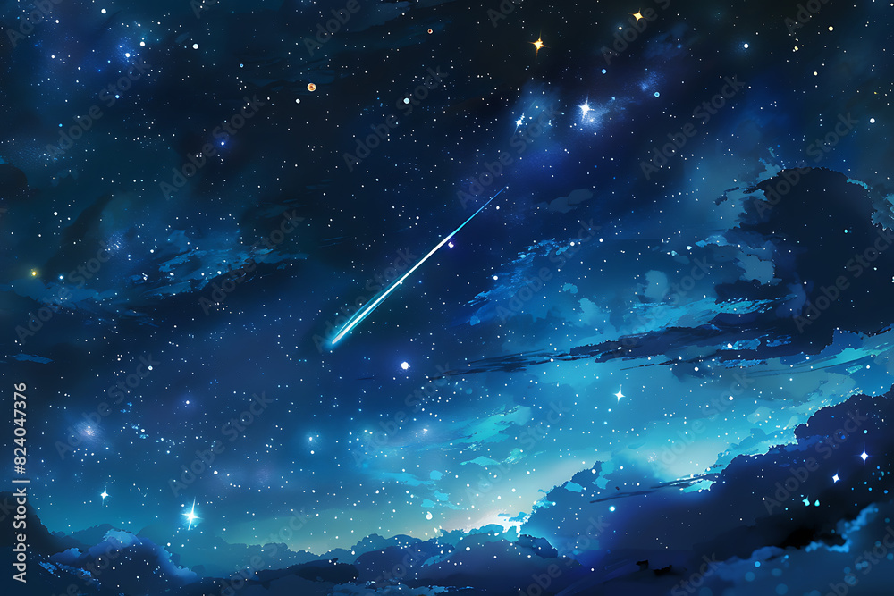 A spectacular shooting star streaks across a night sky filled with twinkling stars and cosmic wonders A spectacular shooting star streaks across a night sky filled with twinkling stars and cosmic wonders