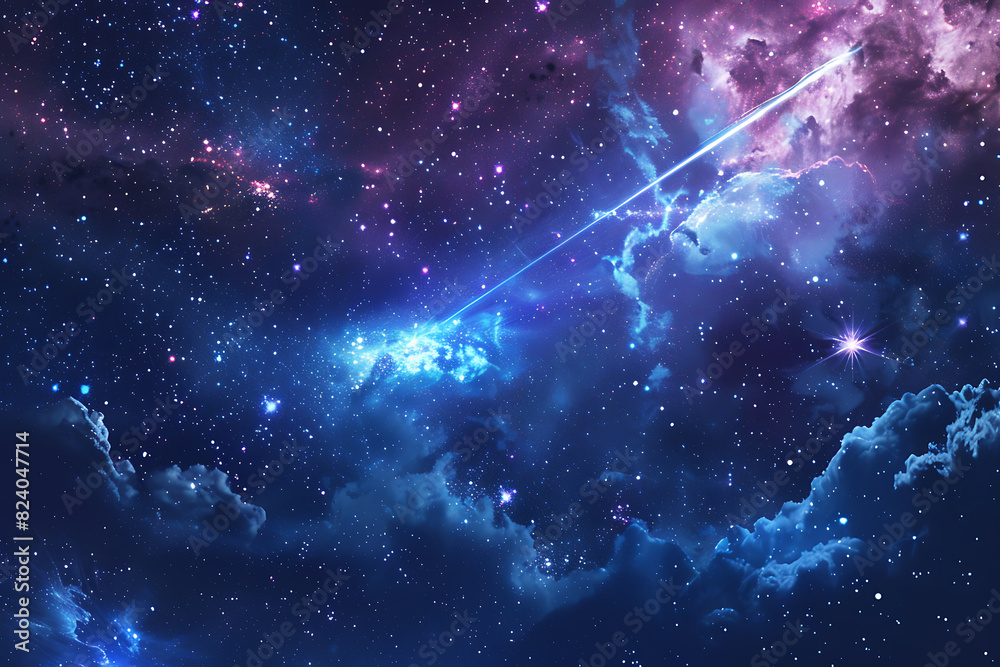 A spectacular shooting star streaks across a night sky filled with twinkling stars and cosmic wonders A spectacular shooting star streaks across a night sky filled with twinkling stars and cosmic wonders
