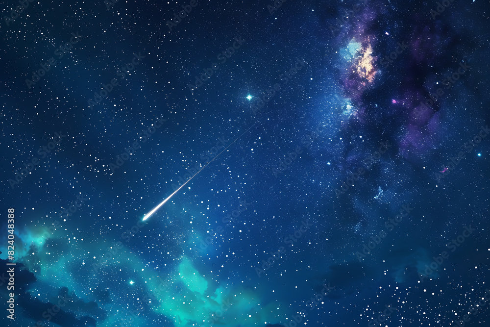 A spectacular shooting star streaks across a night sky filled with twinkling stars and cosmic wonders A spectacular shooting star streaks across a night sky filled with twinkling stars and cosmic wonders