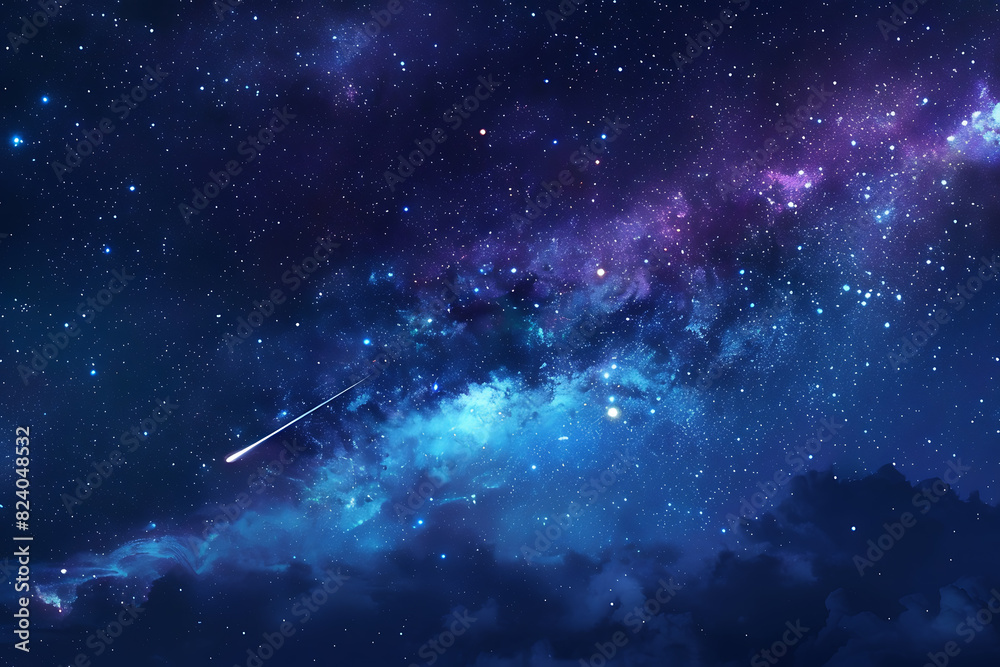 A spectacular shooting star streaks across a night sky filled with twinkling stars and cosmic wonders A spectacular shooting star streaks across a night sky filled with twinkling stars and cosmic wonders