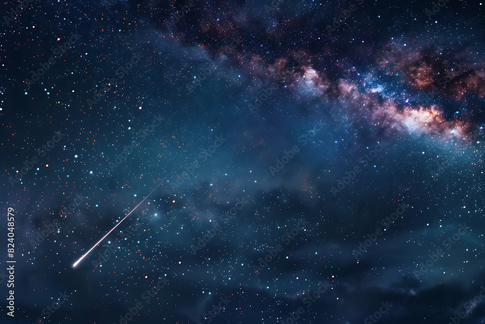 A spectacular shooting star streaks across a night sky filled with twinkling stars and cosmic wonders A spectacular shooting star streaks across a night sky filled with twinkling stars and cosmic wonders
