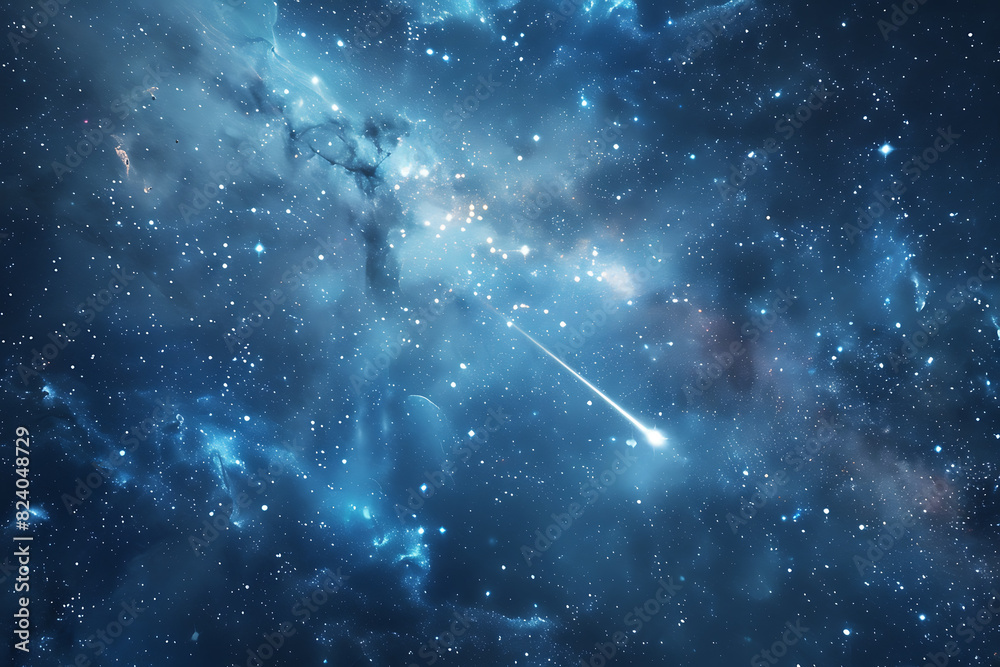 A spectacular shooting star streaks across a night sky filled with twinkling stars and cosmic wonders A spectacular shooting star streaks across a night sky filled with twinkling stars and cosmic wonders