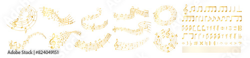 Vector black notes icons set. Music notes big icons set