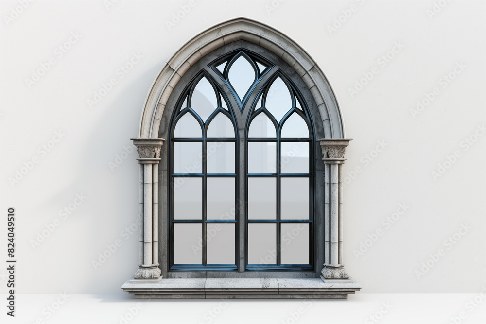 Stone Arch Window in White Wall Stone Arch Window in White Wall