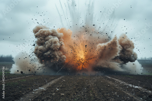 Massive Explosion of Smoke and Fire in Field photo