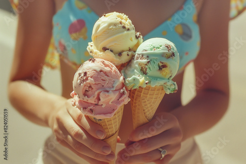 Ice Cream Delivery with Colorful Scoops: Playful Summer Vibe in Portrait