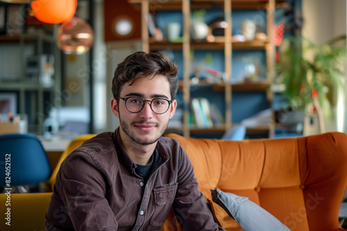 Lifestyle Photography: Young Entrepreneur in Vibrant Co-working Space at Midday