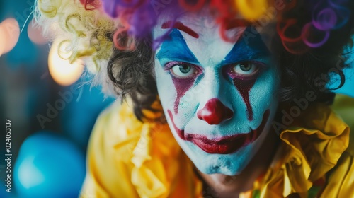 Portrait of a clown looking forward