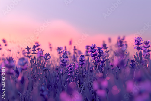 A vast lavender field in full bloom under a clear sky