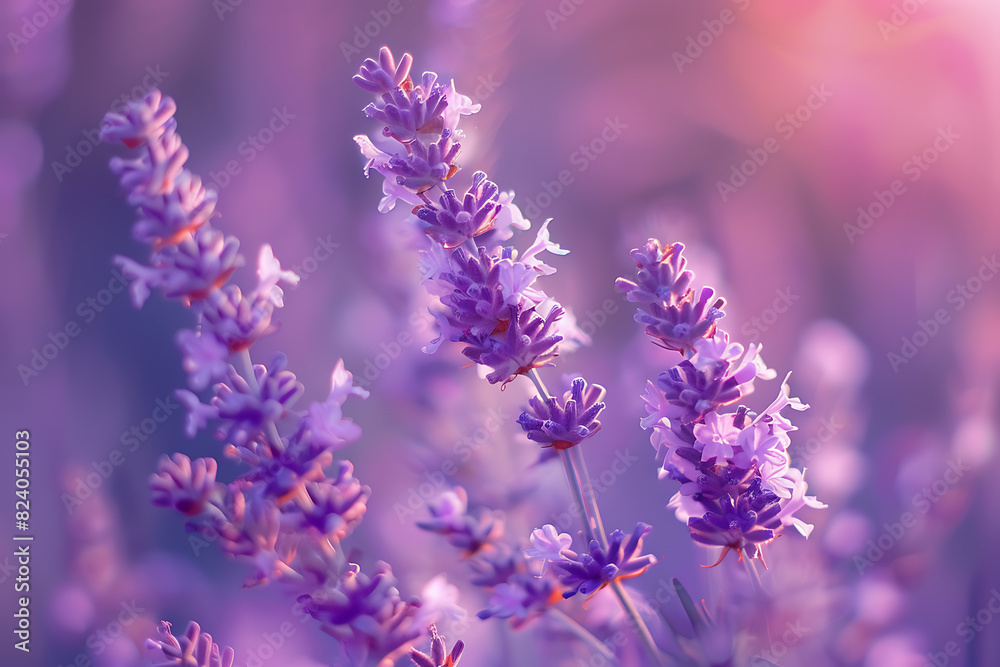 A vast lavender field in full bloom under a clear sky A vast lavender field in full bloom under a clear sky