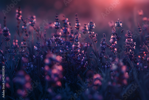 A vast lavender field in full bloom under a clear sky