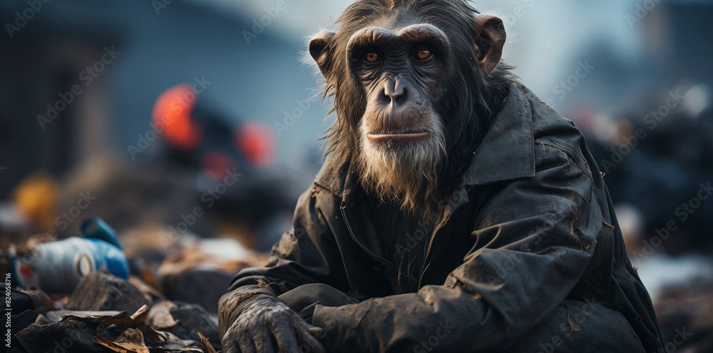 Portrait captivant d'un bonobo au regard profond, exprimant à la fois sagesse et malice, dans un jardin zoologique. Portrait captivant d'un bonobo au regard profond, exprimant à la fois sagesse et malice, dans un jardin zoologique.