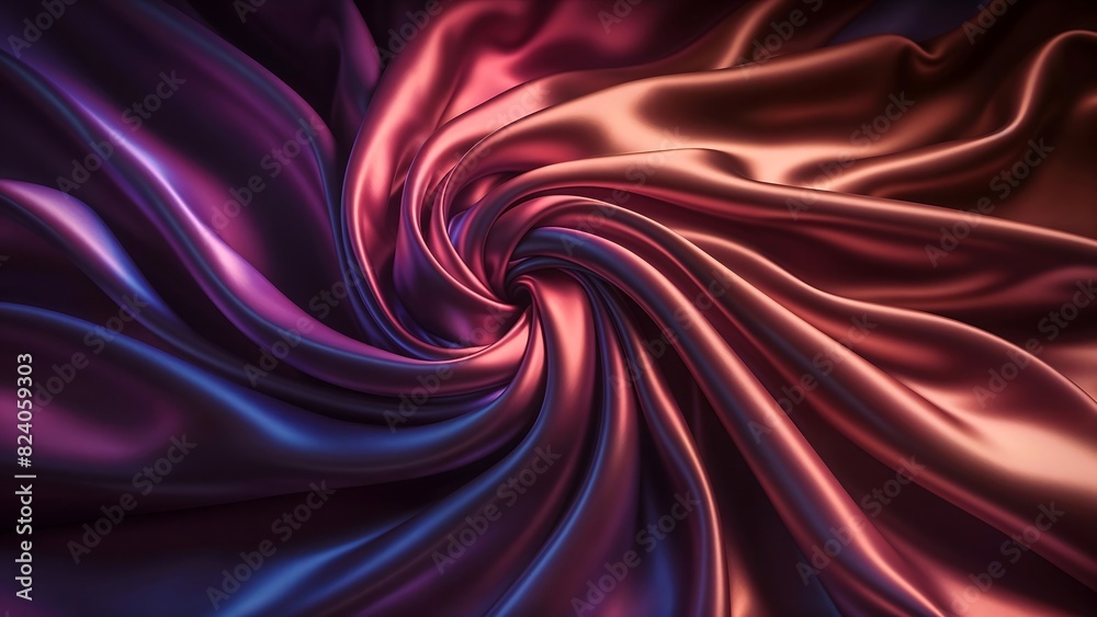 Fototapeta premium Luxurious Ripple Silk Fabric in Shades of Purple and Shimmering Pink in Vortex
