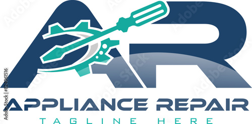 appliance repair fix logo design vector gear and screwdriver