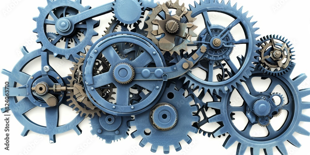 A Detailed Array of Interlocking Gears and Cogwheels, Showcasing the Precision and Teamwork Required in Modern Industrial and Mechanical Engineering, Generative AI A Detailed Array of Interlocking Gears and Cogwheels, Showcasing the Precision and Teamwork Required in Modern Industrial and Mechanical Engineering, Generative AI