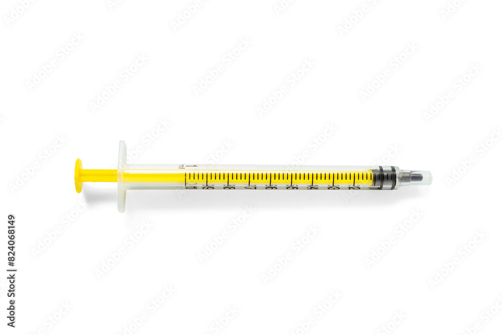 Empty syringe on white background