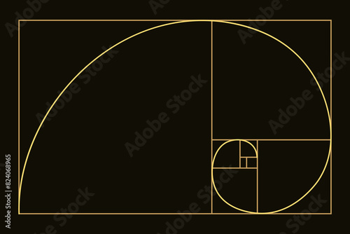 Golden ratio. Fibonacci number, section, divine proportion, spiral. Modern illustration.