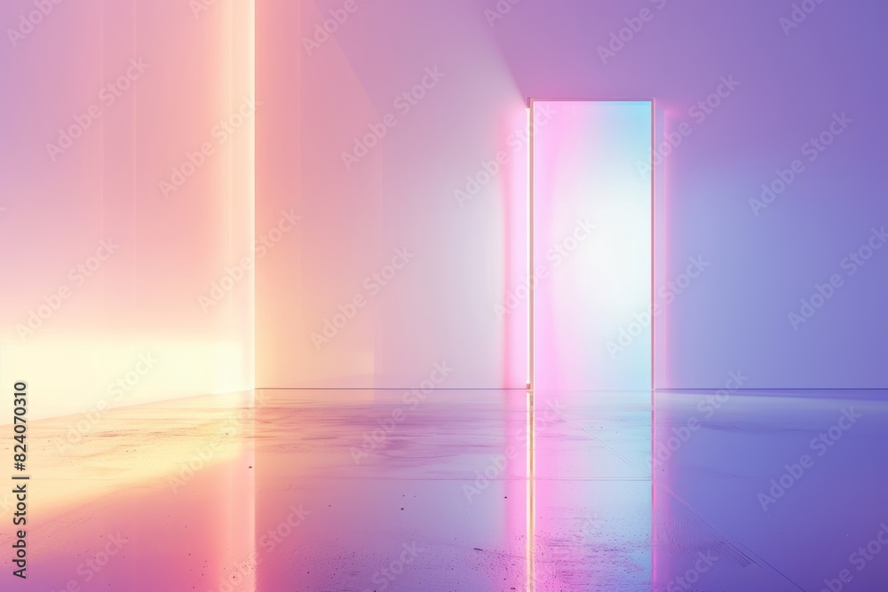 Abstract futuristic background with a glowing glass rectangular shaped gate