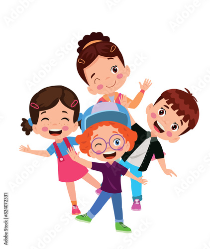 vector illustration of students in different postures