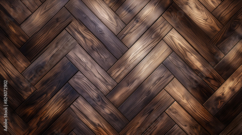 A wooden floor with a chevron pattern